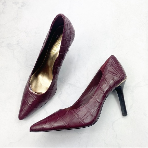 [LRL] Burgundy Leather Pointed Toe Heels - Picture 1 of 5